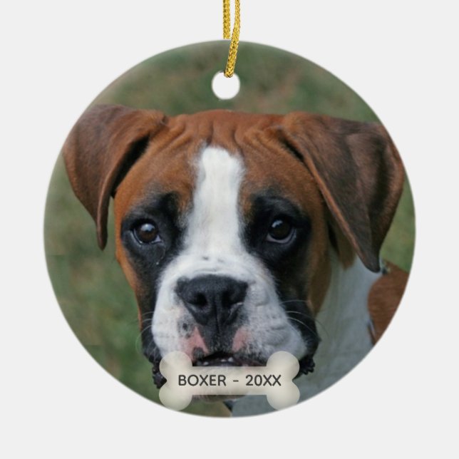 Adorno De Cerámica Personalizado Boxer Dog Photo (Frente)