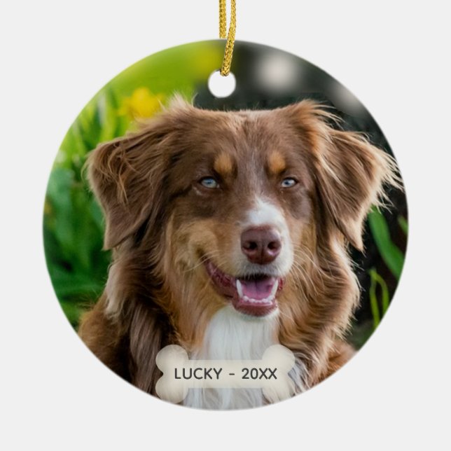 Adorno De Cerámica Personalizado Brown Shepherd Dog Photo (Frente)