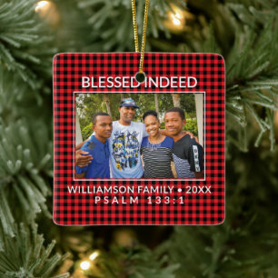 Adorno De Cerámica Personalizado Buffalo Plaid Familia Navidades Cris
