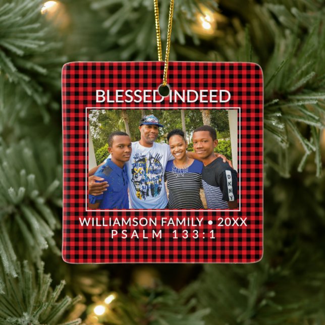 Adorno De Cerámica Personalizado Buffalo Plaid Familia Navidades Cris (Árbol)