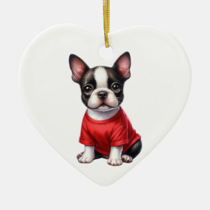 Adorno De Cerámica Personalizado Bulldog francés Perro Valentine