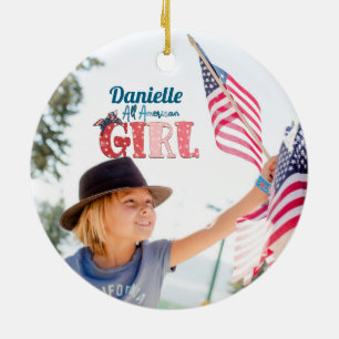 Adorno de Cerámica Personalizado Chica Americana
