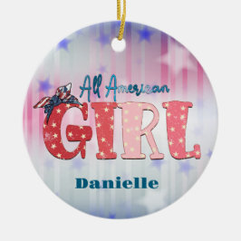 Adorno de Cerámica Personalizado Chica Americana