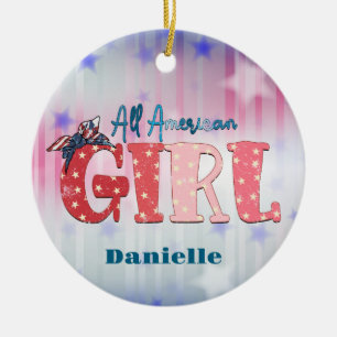 Adorno de Cerámica Personalizado Chica Americana