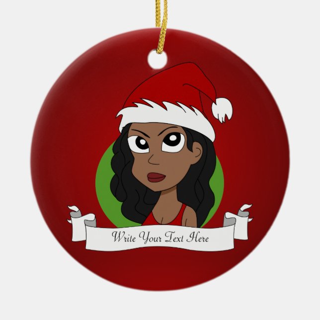 Adorno De Cerámica personalizado chica navidades (Frente)