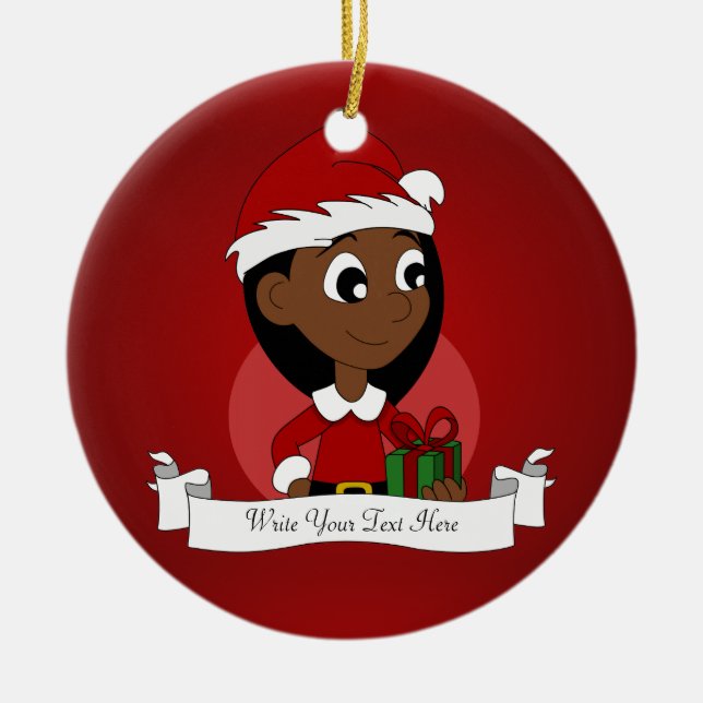 Adorno De Cerámica personalizado chica navidades (Frente)