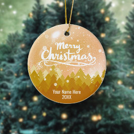 Adorno De Cerámica Personalizado Crystal Nieve y Feliz Navidad