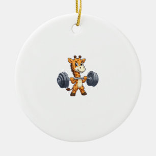 Adorno De Cerámica Personalizado Cuidadoso Giraffe Lifting Pesa Gimna