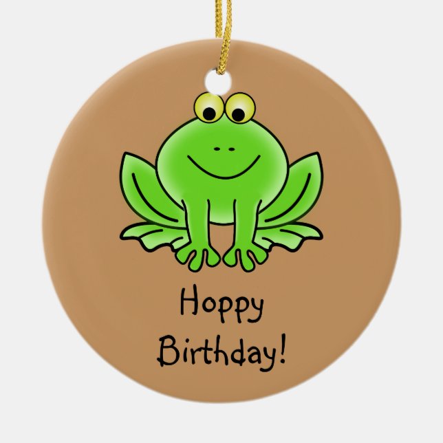 Adorno De Cerámica Personalizado Cute Frog Hoppy Birthday Gracioso Sa (Frente)