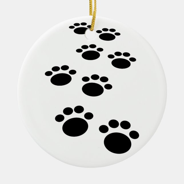 Adorno De Cerámica Personalizado Cute Mascota Paw Trail (Frente)