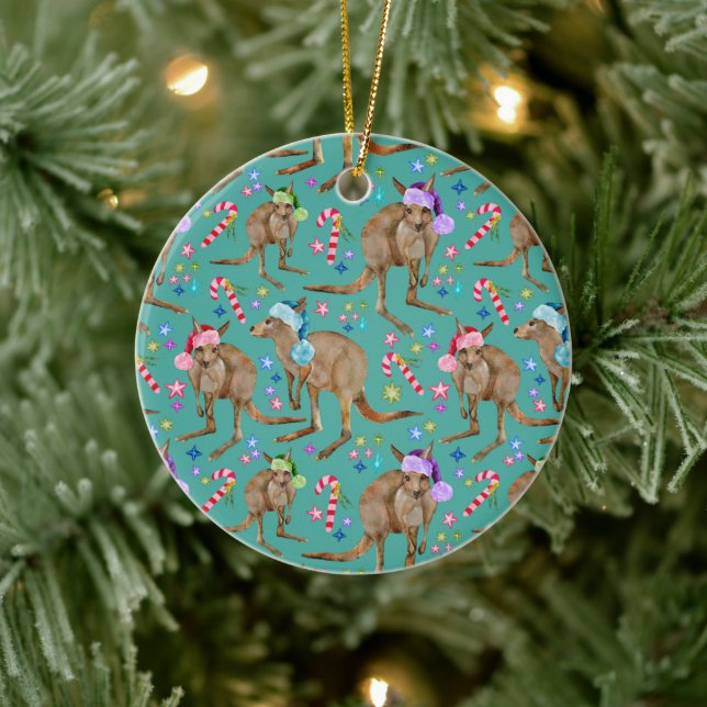 Adorno De Cerámica Personalizado cute Navidades canguro (Árbol)