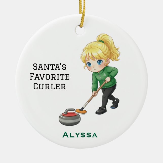 Adorno De Cerámica Personalizado Cute Personalizado Curling  (Frente)