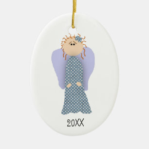 Adorno De Cerámica Personalizado Date Little Angel Ornament