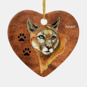 Adorno De Cerámica Personalizado, Dated Cougar, Puma, Mountain Lion A