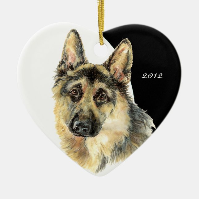 Adorno De Cerámica Personalizado Dated German Shepherd Mascota Dog (Frente)