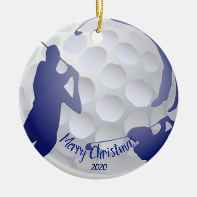 Adorno De Cerámica Personalizado Dates Navidades Golfing Golfer Fun (Frente)