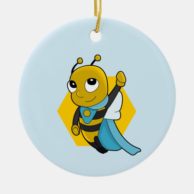 Adorno De Cerámica Personalizado de abejas superhéroe (Frente)