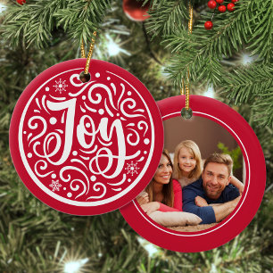 Adorno De Cerámica Personalizado de alegría Navidades de fotografía d