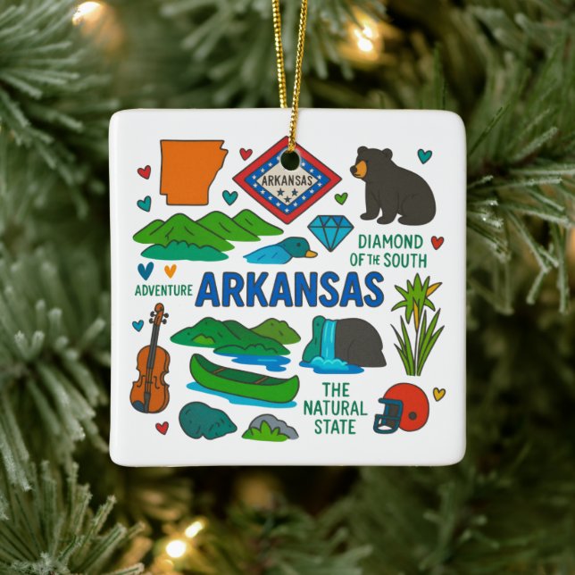 Adorno De Cerámica Personalizado de Arkansas viaje de familia Navidad (Árbol)