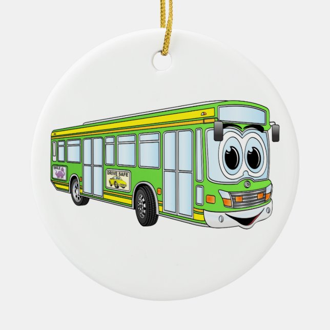 Adorno De Cerámica Personalizado de Autobuses de la Ciudad Verde (Frente)