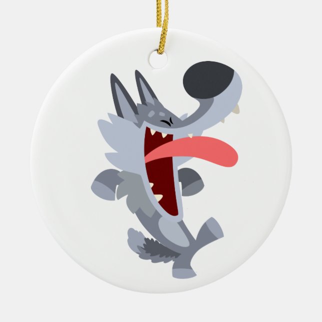 Adorno De Cerámica Personalizado de baile lindo Wolf Ornament (Frente)