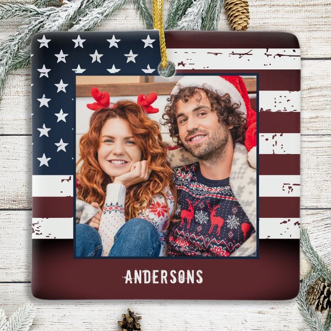 Adorno De Cerámica Personalizado de Bandera Rusa Estadounidense 2 Fot (Subido por el creador)