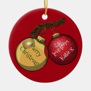 Adorno De Cerámica Personalizado de baubles de árbol de Navidad de te