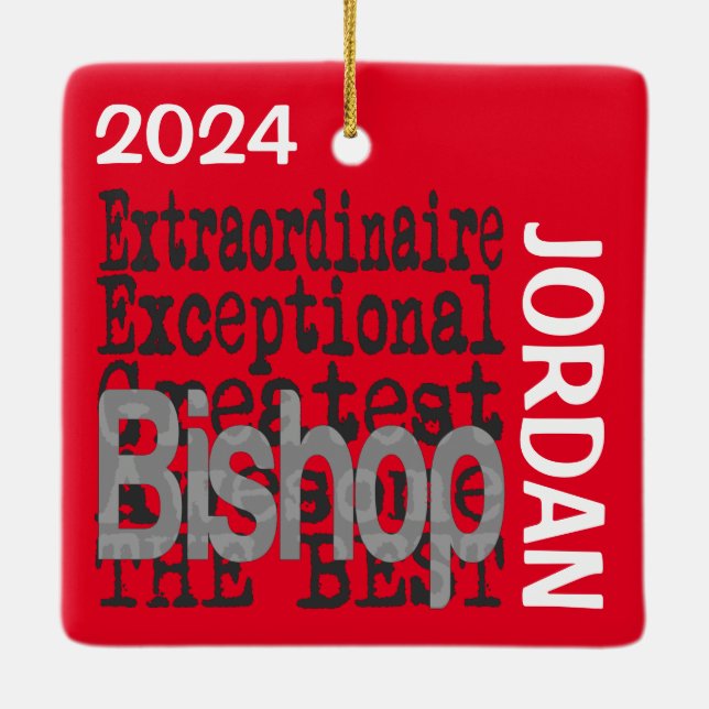 Adorno De Cerámica Personalizado de Bishop Extraordinaire (Reverso)