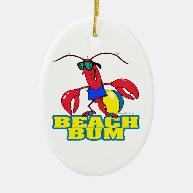 Adorno De Cerámica personalizado de bogavante lindo vándalo de playa (Frente)