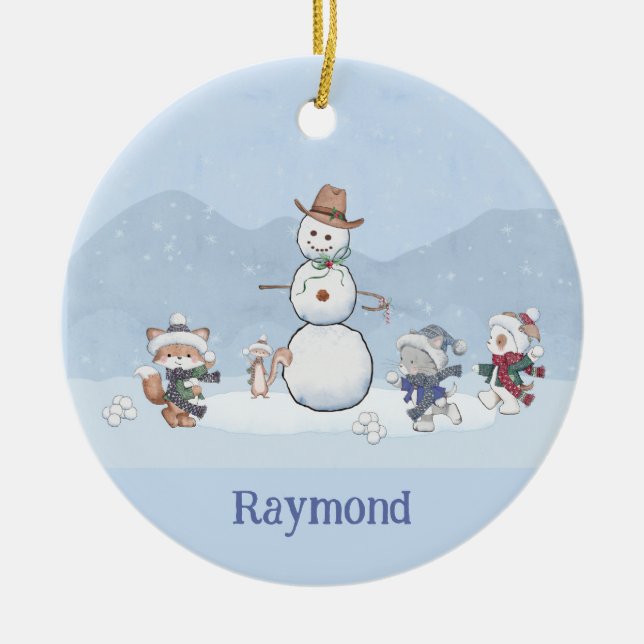 Adorno De Cerámica Personalizado de bola de nieve personalizado, anim (Frente)