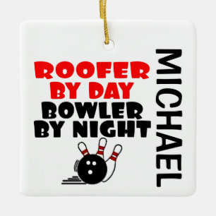 Adorno De Cerámica Personalizado de boliche de Roofer Loves