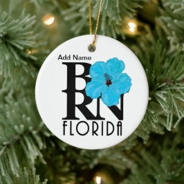 Adorno De Cerámica Personalizado de BORN Florida Blue Hibiscus