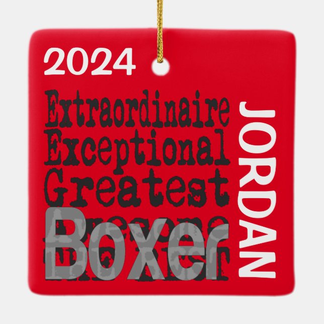 Adorno De Cerámica Personalizado de Boxer Extraordinaire (Reverso)
