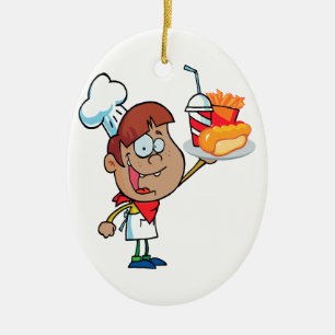 Adorno De Cerámica personalizado de camarero de comida rápida