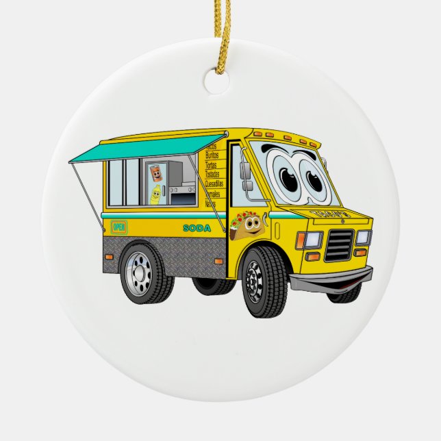 Adorno De Cerámica Personalizado de Camión de Comida Taco (Frente)