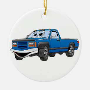 Adorno De Cerámica Personalizado de Camión de recogida azul