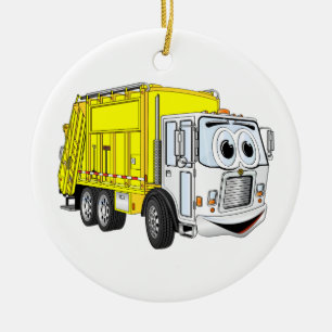 Adorno De Cerámica Personalizado de camiones de basura blanca amarill