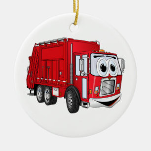 Adorno De Cerámica Personalizado de camiones de basura rojo sonriente