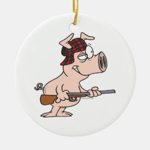 Adorno De Cerámica personalizado de cerdos cazadores