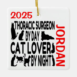 Adorno De Cerámica Personalizado de cirujano torácico de Cat Lover