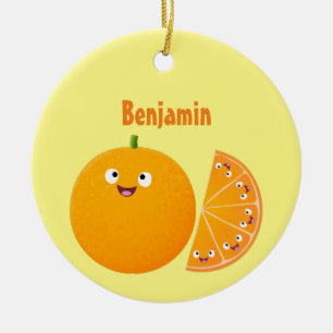 Adorno De Cerámica Personalizado de cítricos de feliz naranja