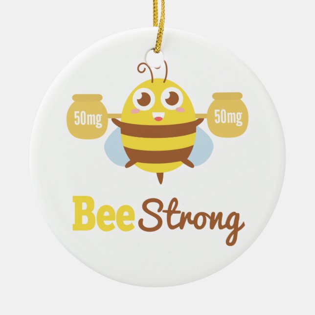 Adorno De Cerámica Personalizado de Cute Bee Fuerte (Frente)