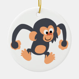 Adorno De Cerámica Personalizado de Cute Bouncy Chimpanzee Ornament