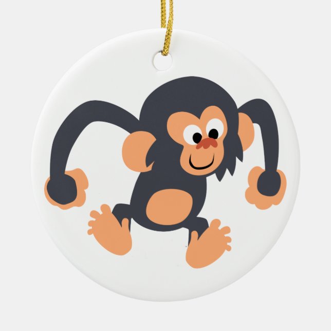 Adorno De Cerámica Personalizado de Cute Bouncy Chimpanzee Ornament (Frente)