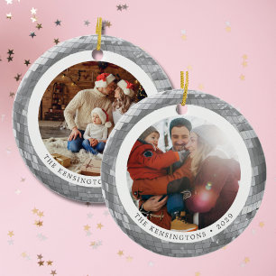 Adorno De Cerámica Personalizado de doble cara Disco Ball & Photos y
