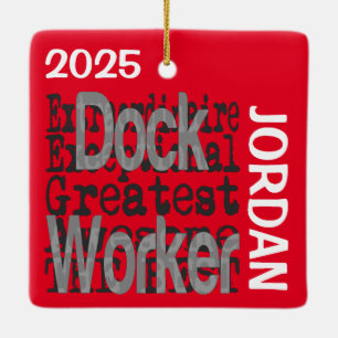 Adorno De Cerámica Personalizado de Dock Worker Extraordinaire