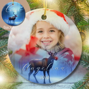 Adorno De Cerámica Personalizado de fotografía adorable reno invierno