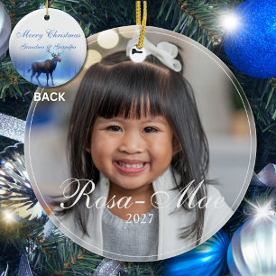 Adorno De Cerámica Personalizado de fotografía adorable reno invierno