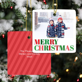 Adorno De Cerámica Personalizado de fotografía rojo y verde moderno