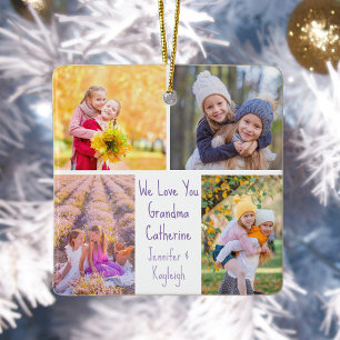 Adorno De Cerámica Personalizado de fotos de nietas Navidades de abue